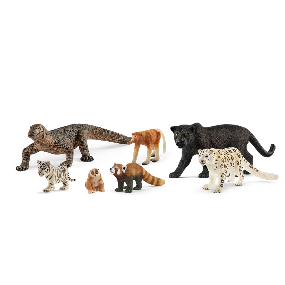 Schleich Wild Life, Animal Toys for Kids Ages 3+, 7-Piece Asian