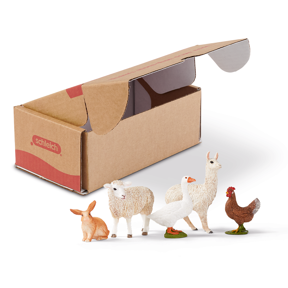 Schleich Farm World 5 Piece Farm Animal Toy Set Including Cute Llama Rabbit Sheep Hen And Goose Animal Toys For Toddlers Kids Ages 3