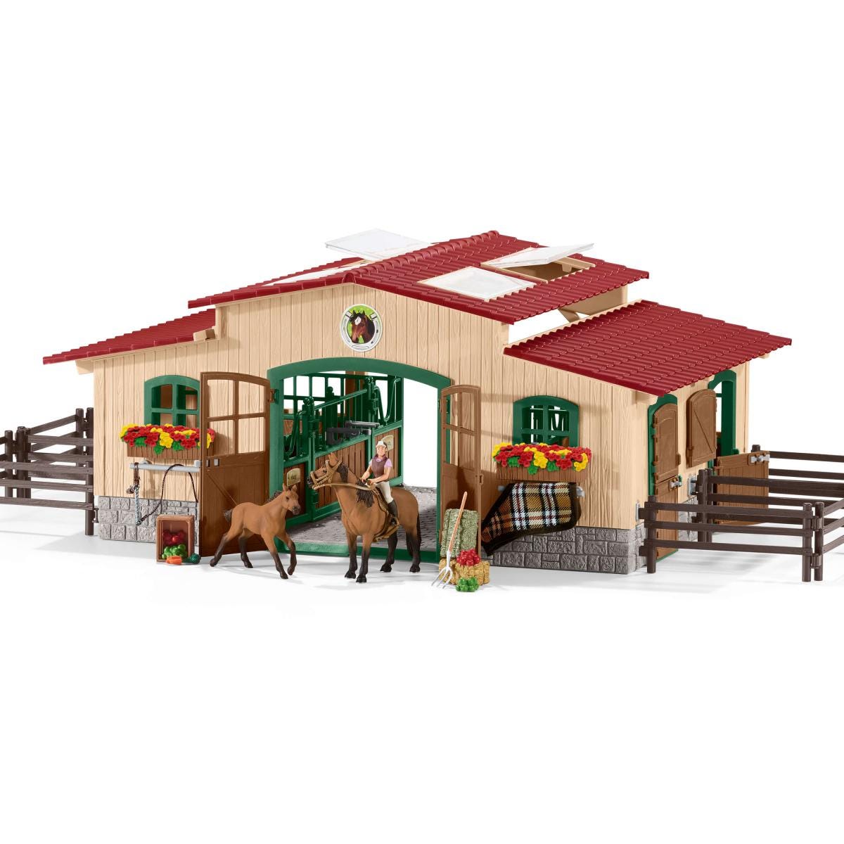 Stable with horses and accessories